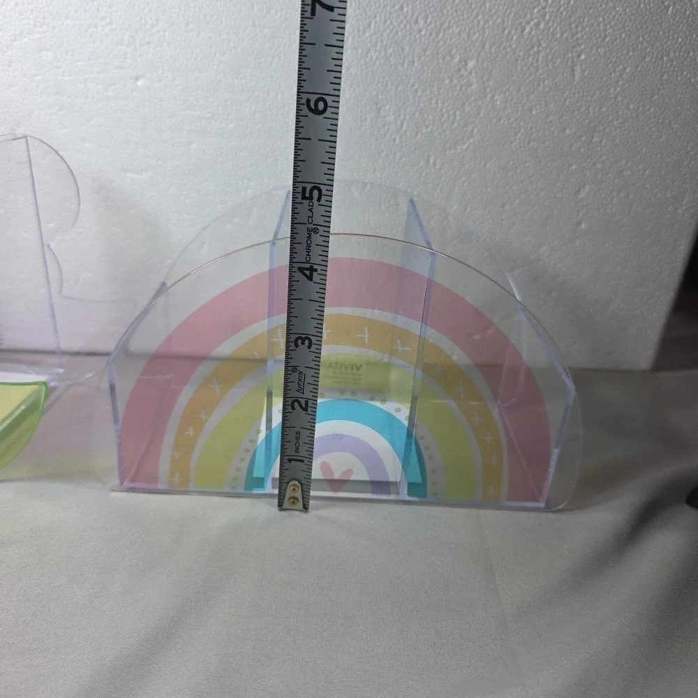 Kids Desk Organizers Clear Rainbow‎ and Flower Catchall Set of 2